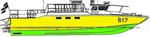 En jaune et en vert, les deux modules qui forment la coque sont construits à part - 13.1 ko